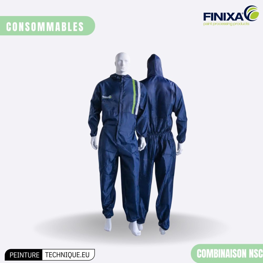 Combinaison de peinture Finixa bleu et blanche – protection intégrale pour cabine