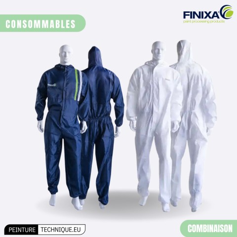 Combinaison de peinture Finixa bleu et blanche – protection intégrale pour cabine