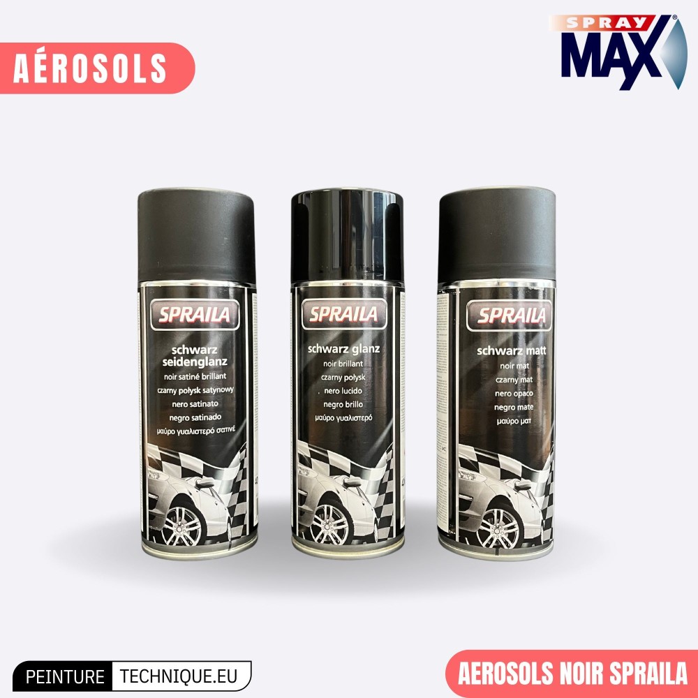 Spray Peinture Noir Mat Sprailia 400 ml – Application facile, finition professionnelle