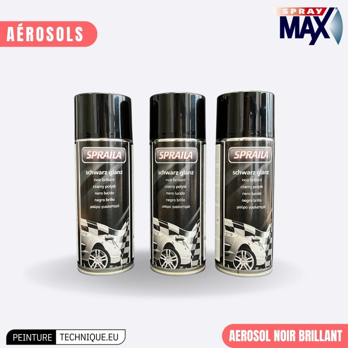 Spray Peinture Noir Mat Sprailia 400 ml – Application facile, finition professionnelle