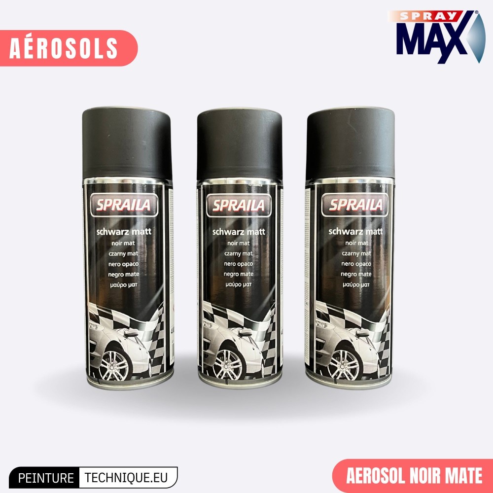 Spray Peinture Noir Mat Sprailia 400 ml – Application facile, finition professionnelle