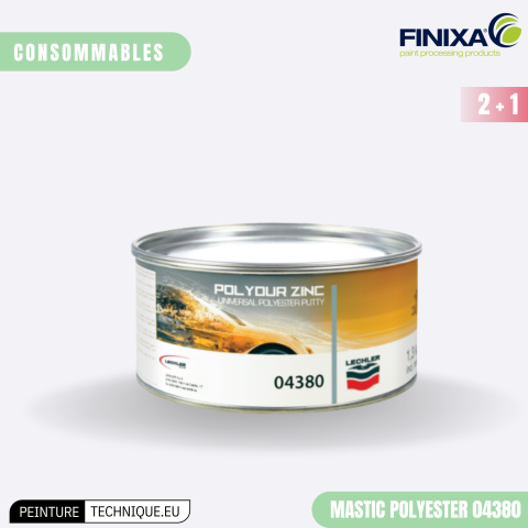 Mastic polyester Lechler Polydur Zinc 04380 – 1,3 kg avec durcisseur –