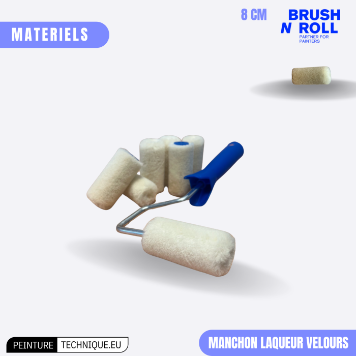 Manchon laqueur velours 6 cm – Mini-rouleau pour retouches & finitions ultra-précises