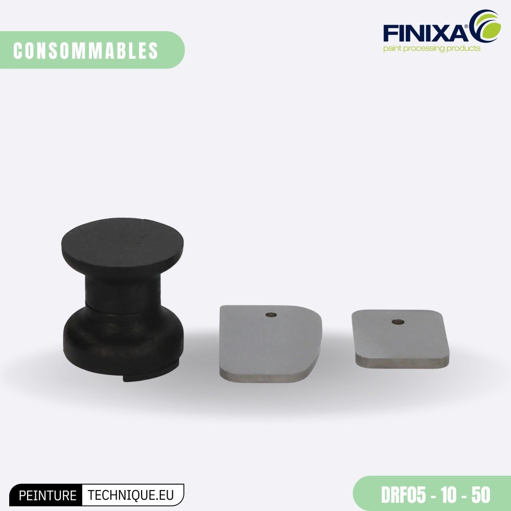 Finixa DRF 05 & DRF 10 en acier carbure : retouches peinture propres et contrôlées sur surfaces brillantes.
